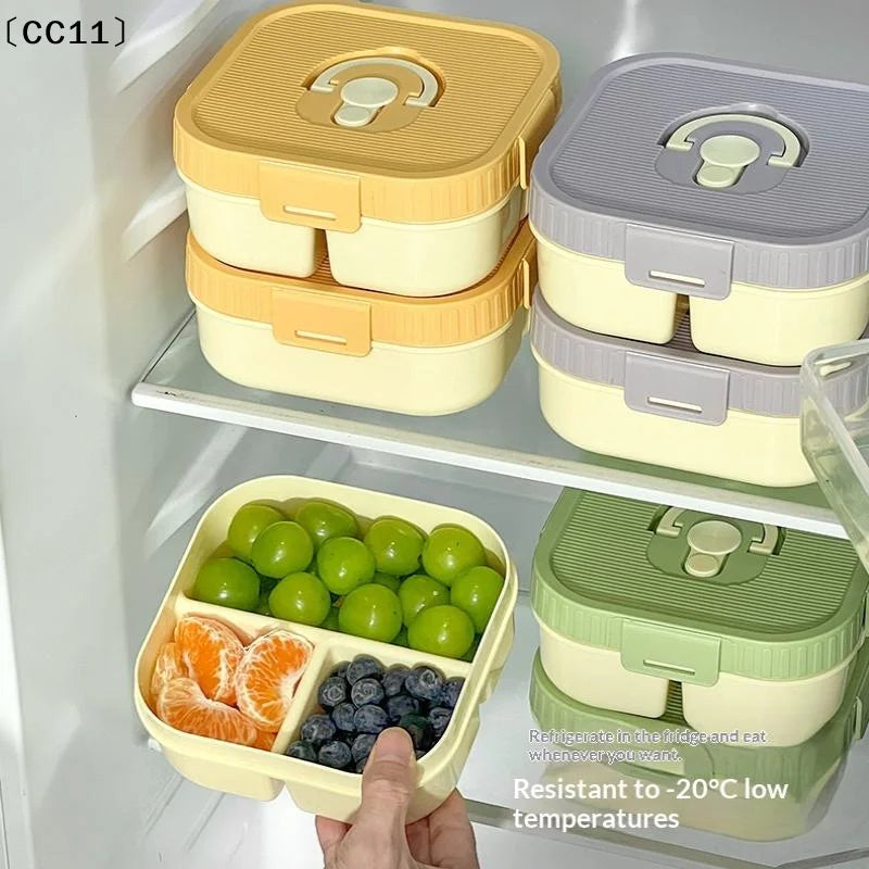 Portable Plastic Lunch Box Compartment Microwave Safe Fruit Salad Qme