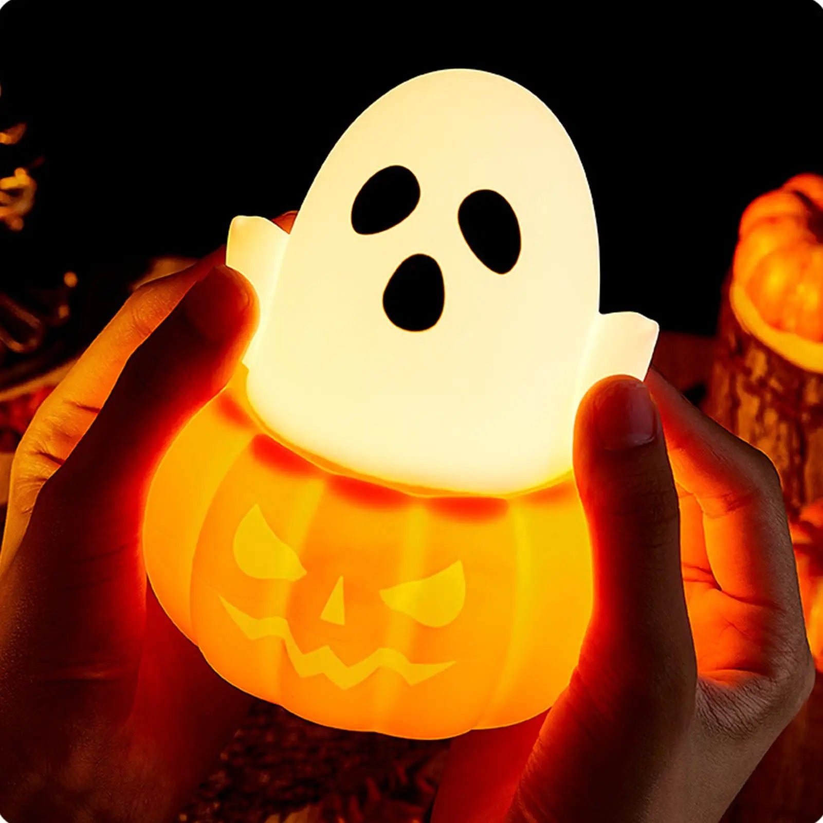 Halloween Lights Indoor Silicone Pumpkin Night Light Cute Led Qme