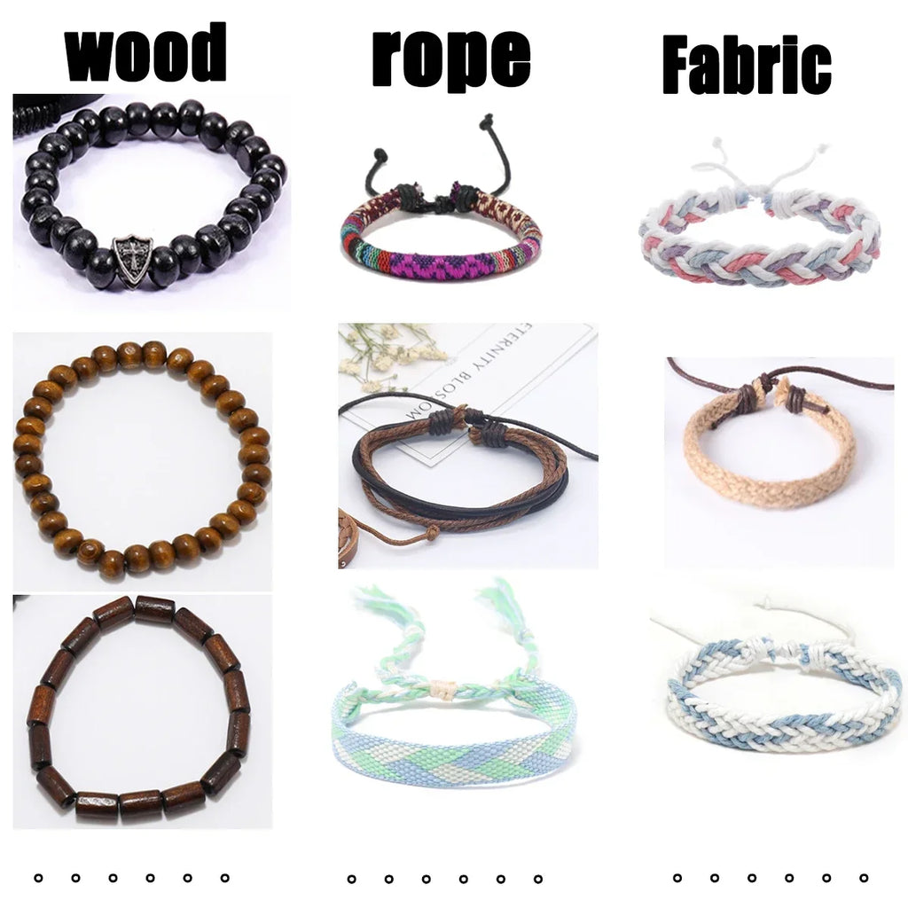 5PCS Random Style Men's Women's Webbing, Rope,Leather Bracelet Classical Festive Women Gift(Including But Not Limited to Pic) Qme