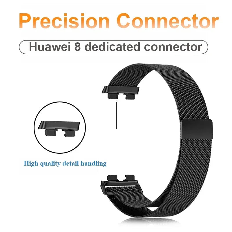 Metal Strap For Huawei Band 8 9 Bracelet With TPU Case Screen Protector Soft Film Replacement Milanese Magnetic Loop Watchband Qme
