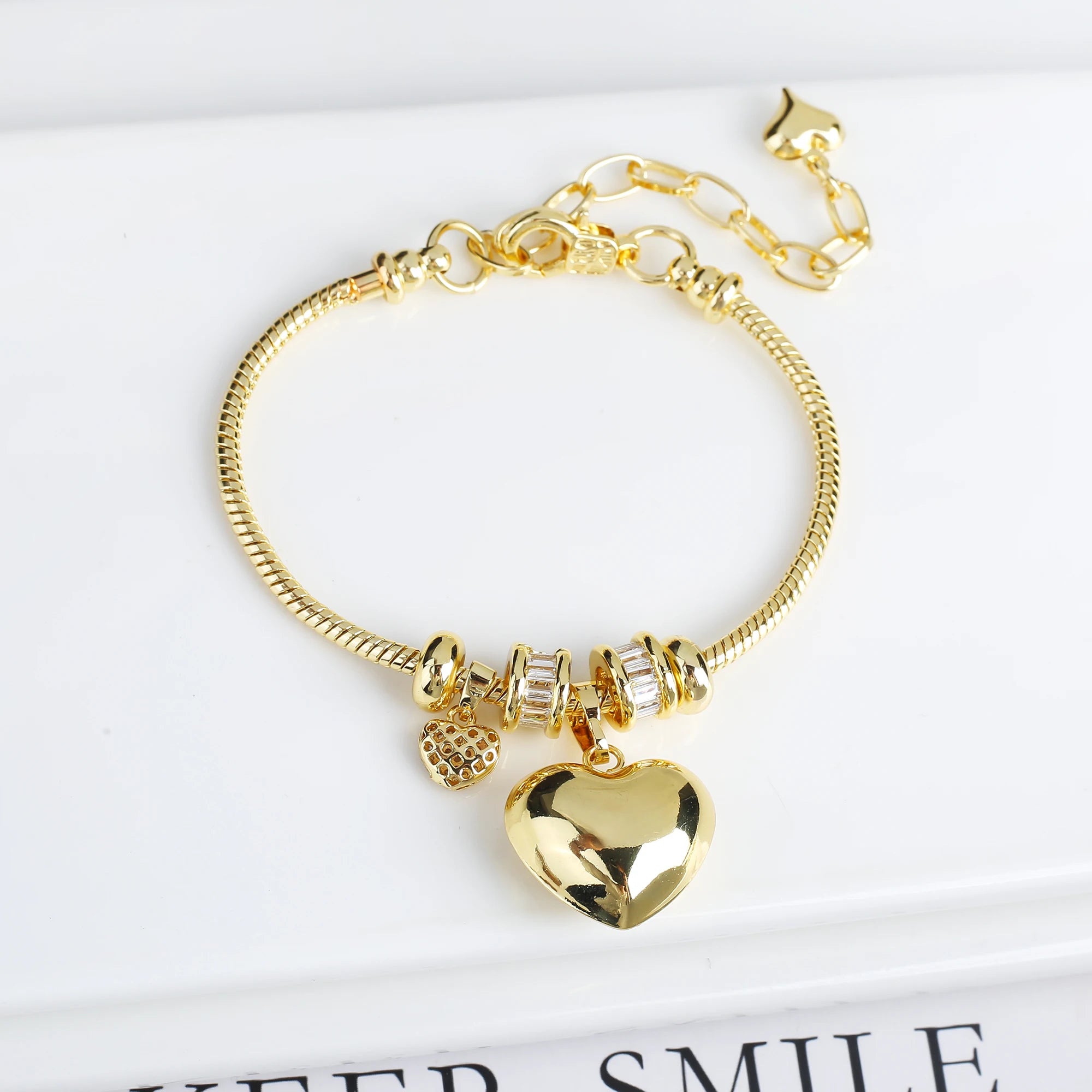 Adjustable Zirconia Geometric Character Heart Shape Snake Chain Bracelet Fashion For Woman Girl Holiday Birthday Jewelry Gift Qme 3