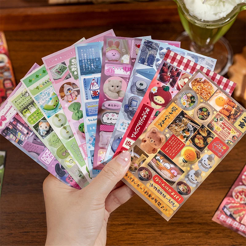 Japanese Style Cute Multi-Theme Sticker Book, Lovely Cartoon Journaling Material, Must-Have for Students & Stationery Lovers Qme