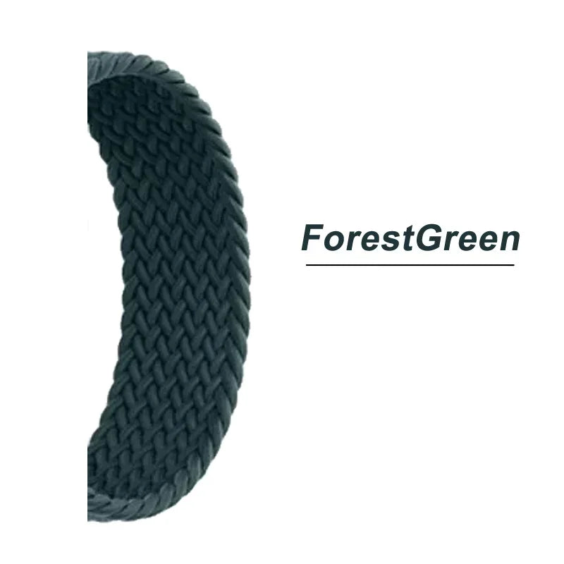 Braided Solo Strap For Apple Watch Band 45mm 49mm 44mm 42mm 41mm 40mm Nylon Correa Bracelet iWatch series 9 7 SE 6 8 5 Ultra 4 3 Qme ForestGreen 38mm 40mm 41mm S