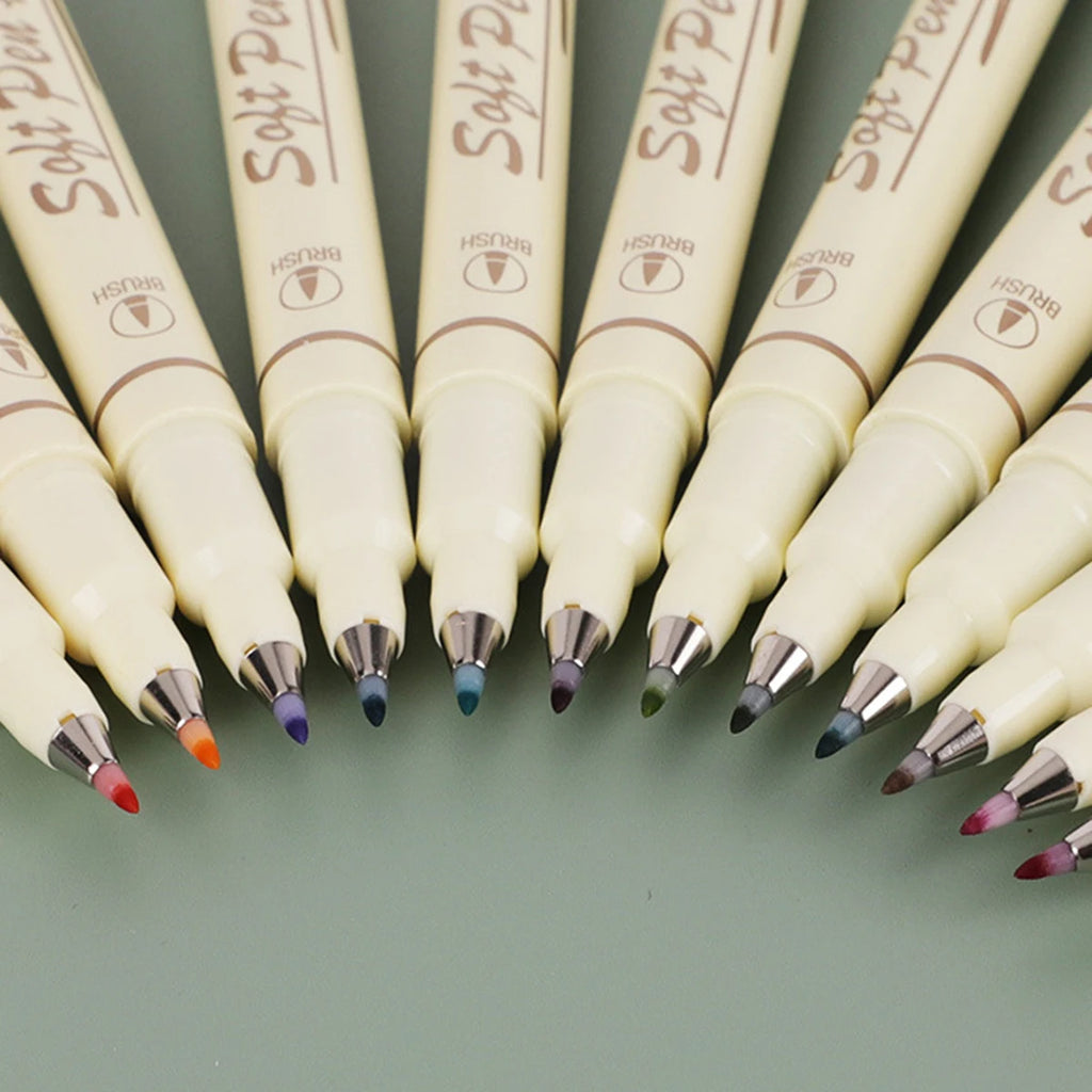 24Color Soft Head Colorful Calligraphy Pen Brush Water-based Pigment Ink Drawing Graffiti Art School Stationery Supplies Qme
