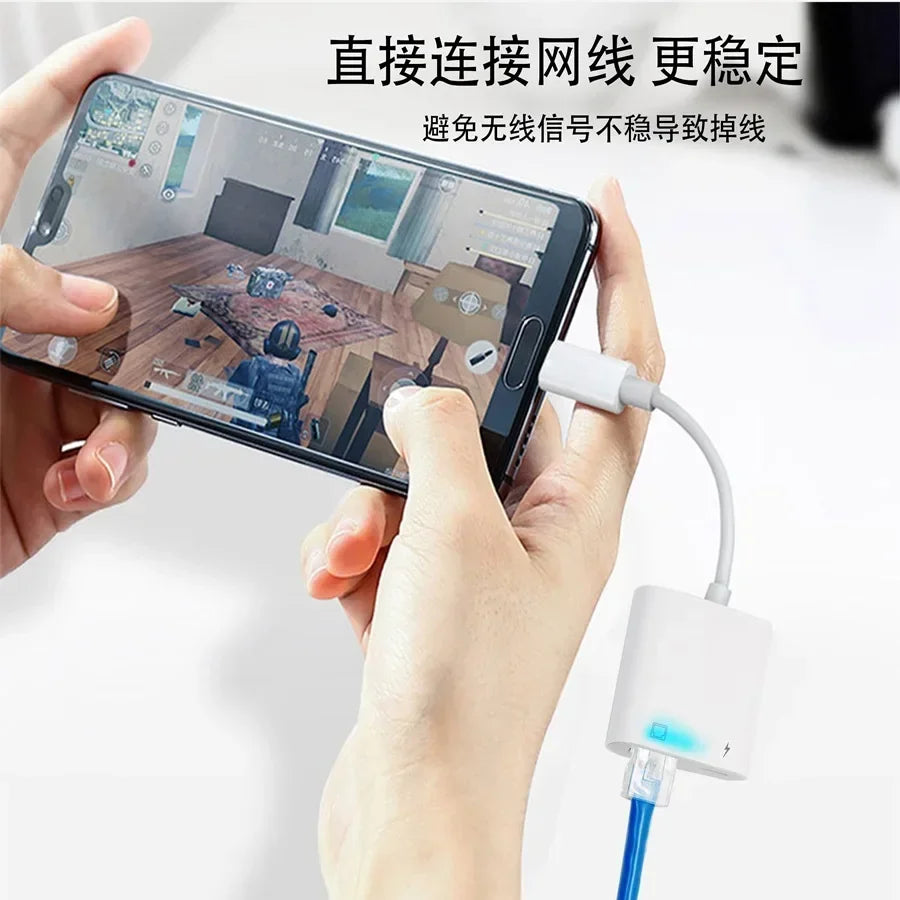 RJ45 network card connection adapter to network cable mobile phone Internet Ethernet converter two-in-one adapter Qme
