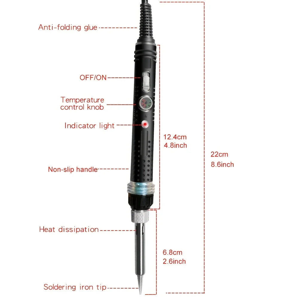60W Electric Soldering Iron Adjustable Temperature 200-450 C Off Qme