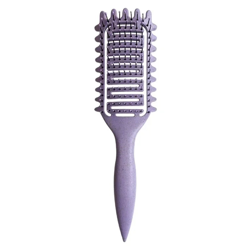 Curl Define Styling Brush Hollow Out Detangling Hair Brush Tangled Wet Curly Hair Comb Shaping Curls Barber Hairdressing Tools Qme 1Pc Purple