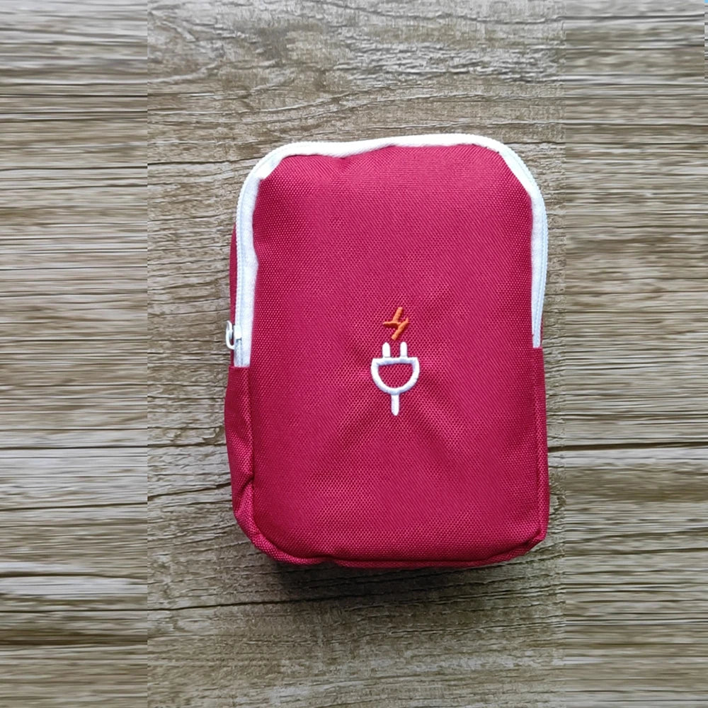 1PC Travel Portable Travel Charger Headphone Cable Digital Bag Storage Bag Men'S And Women'S Organizer Bag Qme Wine red