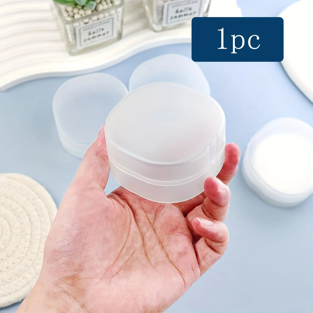 Round Soap Dish, Storage Box - Portable Cosmetic Cotton and Makeup Remover Storage Box, Sealed Travel Design Qme