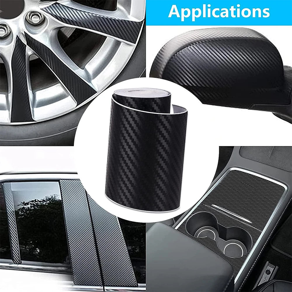 Car Door Edge Guards Door Sill Protector Black Waterproof 3D Carbon Fiber Anti Collision Film Scratch Cover Strip Stickers Tape Qme