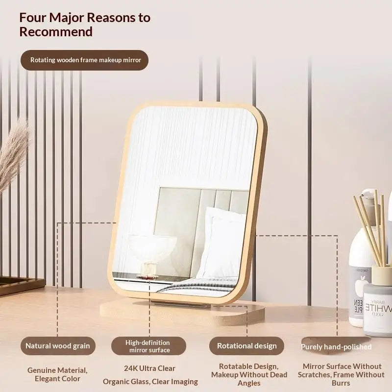Desktop Standing Up Makeup Mirror Double Sided HD Surface Multi Angle Qme