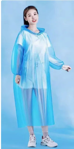 Thick Disposable Rain Poncho Adults Windproof Waterproof EVA Qme blue