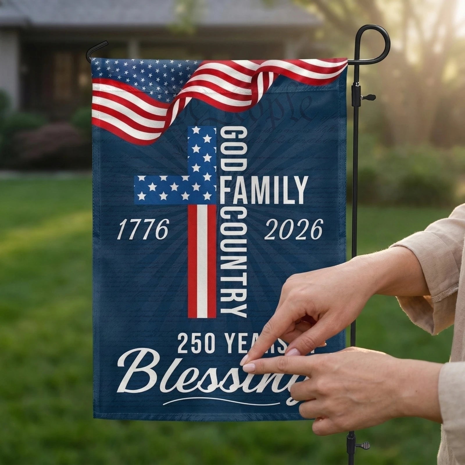250th Anniversary Independence Day Patriotic Decoration Religious Garden Decor Flag American Banner Suitable for Celebrations Qme