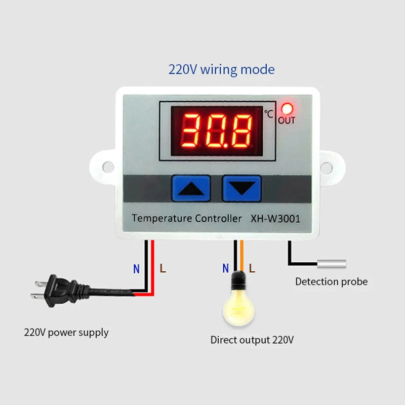 W3001 Digital LED Temperature Controller Thermostat Thermoregulator Qme