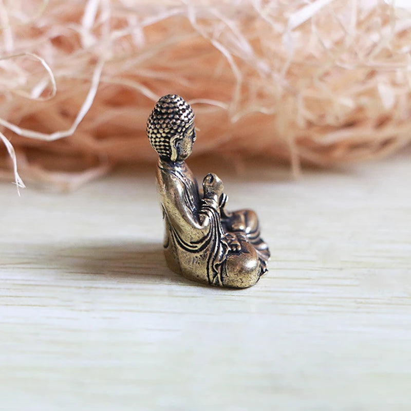 Pure Brass Miniature Shakyamuni Buddha Decoration Home Decor Miniature Figurine Qme