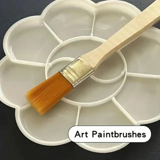 10Pcs Wooden Handle Nylon Bristle Paint Brush for Oil Painting, Dusting and Cleaning - Unrechargeable Hand Tool Set Without Batt Qme