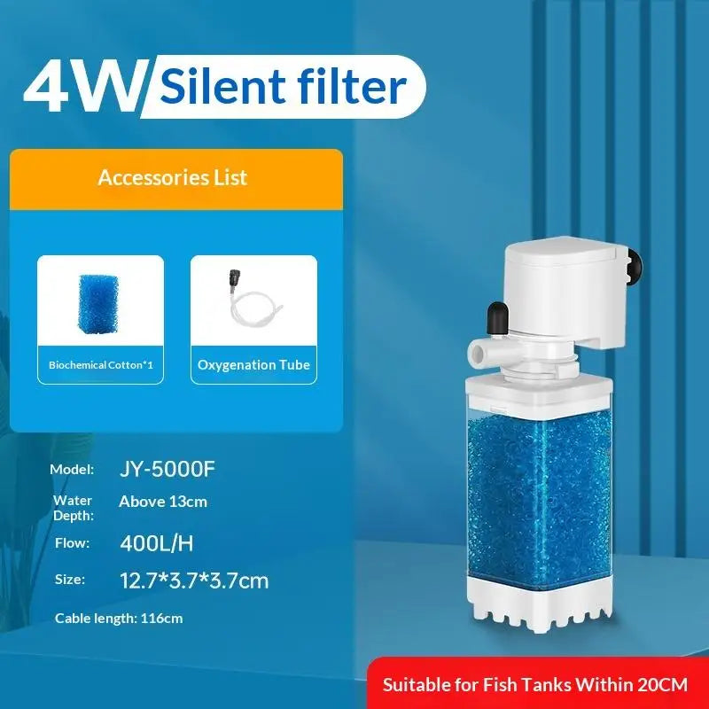 220V 6 In1 Aquarium Filter Pump Fish Tank Submersible Silent Air Qme 4W
