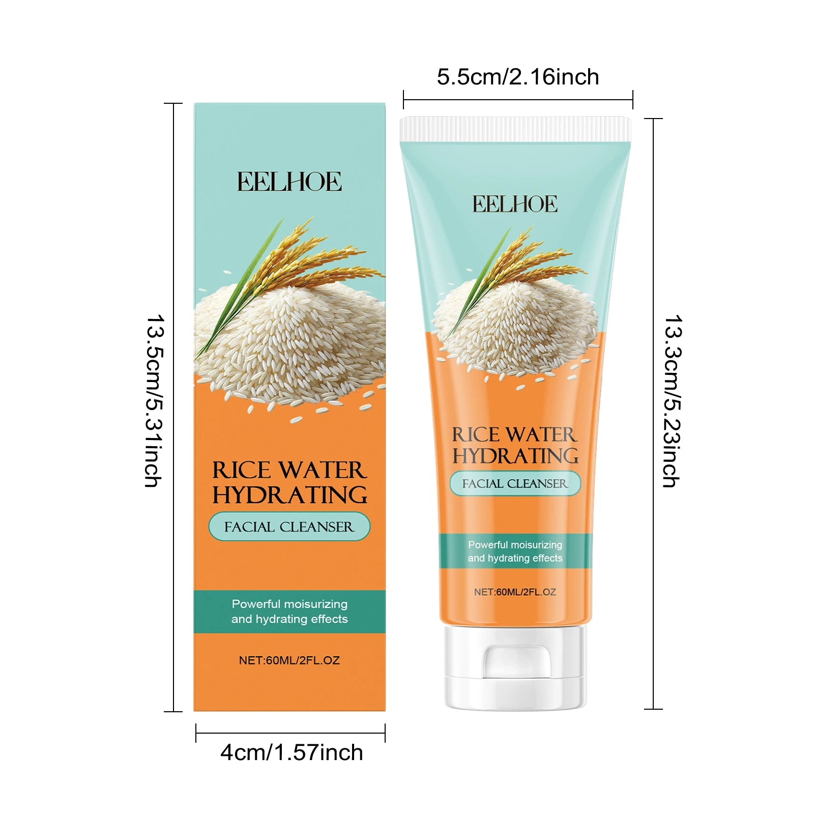 Rice Skincare Set 5 IN1 Gentle Brightening Makeup Remover Makeup Remover Toner Face Cream Eye Cream Moisturizing Glowing Skin Qme Facial Cleanser
