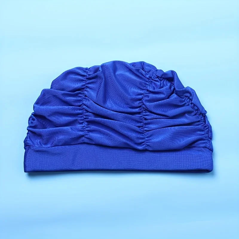 1pc Swimming Cap, Long Hair Swimming Ear Protection, Elastic Wrinkles, Do Not Strangle The Head, Ladies Swimming Cap Qme