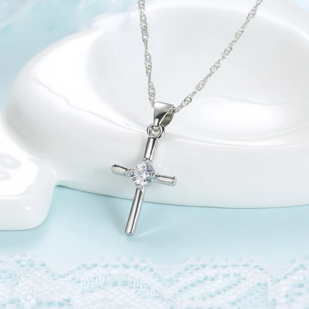 925 Sterling Silver Stamped Necklaces Earrings Cross Shape Classic Fashion Jewelry Set CZ Cubic Zirconia Party Unisex Wholesale Qme