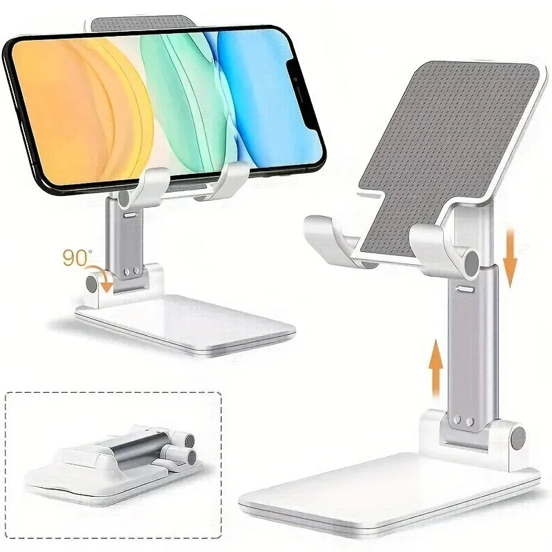 Adjustable Phone Stand, Foldable Desktop Holder for Live Streaming and Photography, Extendable and Portable Tablet Mount Qme