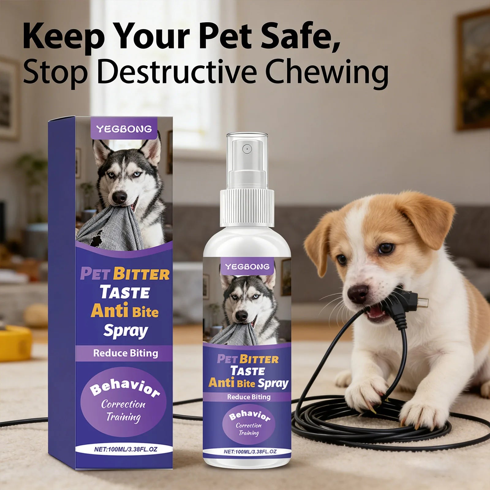 Pets Anti Chewing Spray Behavior Correction Reduce Biting & Chewing Habits Protect Furniture Emit Bitter Taste Training Supplies Qme