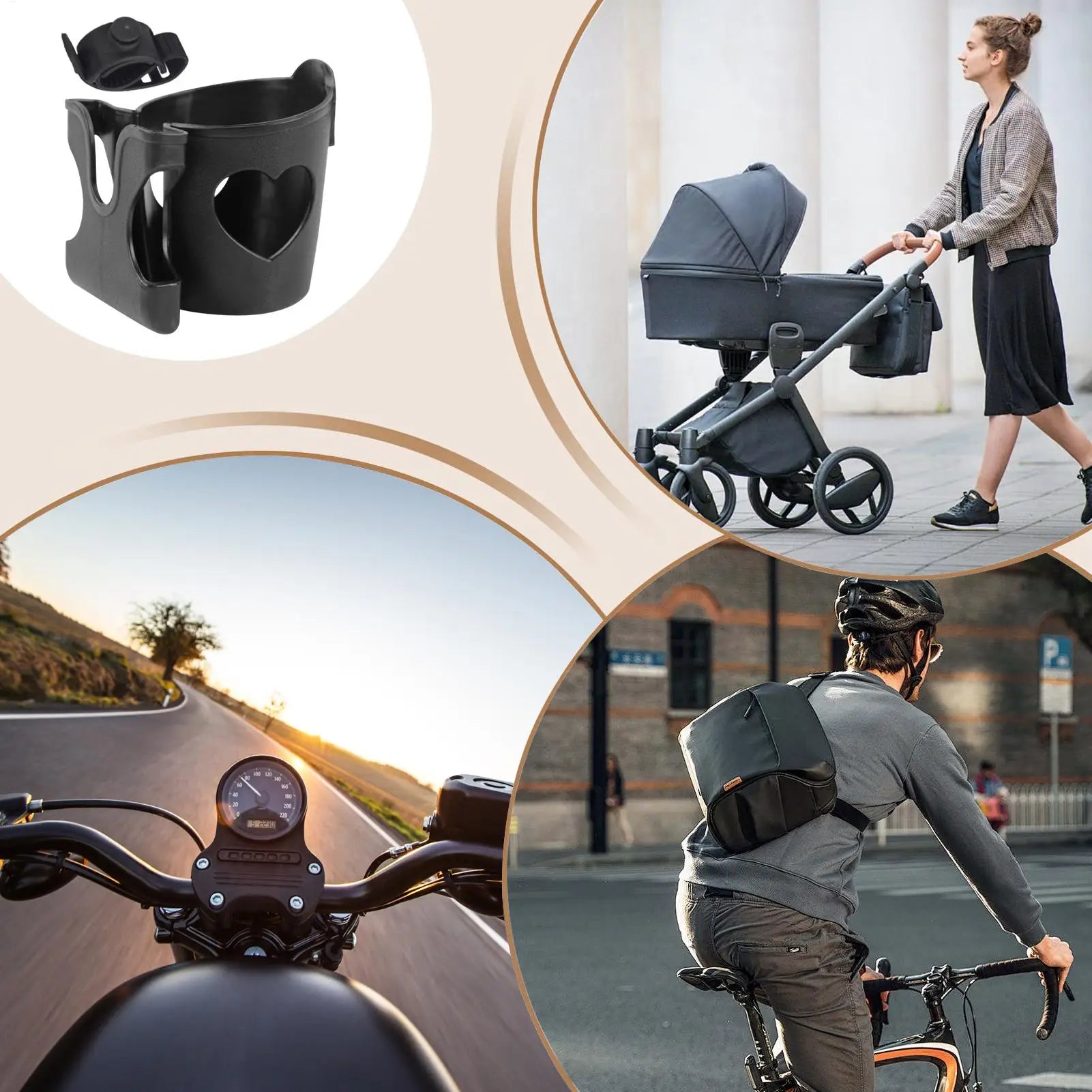 Universal Baby Stroller Cup Holder Phone Stand Drink Pram Bike Qme