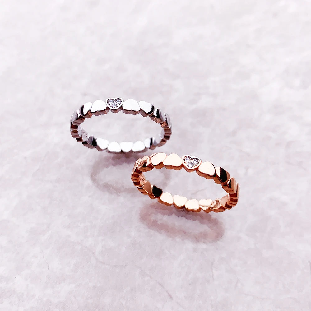 Ring Love Hearts Europe Style Romantic Fine Jewelry For Women Brand New Pure 925 Sterling Silver Gift Qme