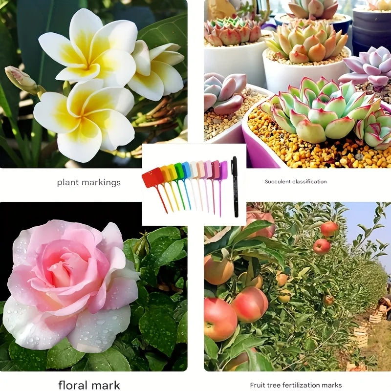 100pcs T-Shaped Colorful Garden Plant Labels, Reusable with Permanent Marker, Durable Plastic Waterproof Seed Name Tags Qme
