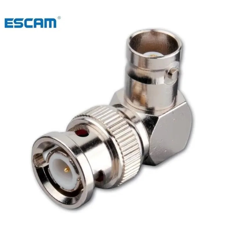 ESCAM 5pcs copper BNC Male Plug to BNC Female Jack Right Angle 90 Degree Adapter Coaxial connectors Qme