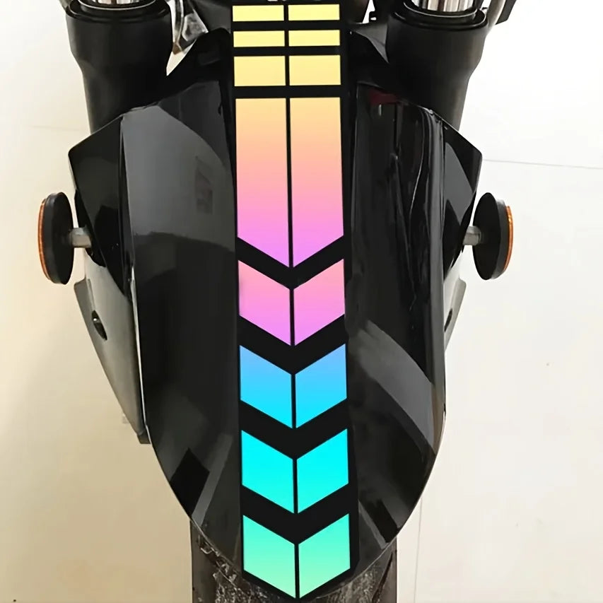 Reflective Motorcycle Fender Stickers, Waterproof Arrow Decals for Front/Rear Mudguard, Safety Warning Qme