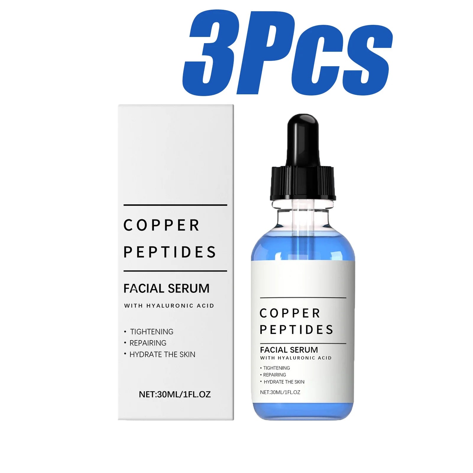 Copper Peptide Serum Lifting Firming Skin Anti Wrinkle Nourishing Smooth Improve Texture Hydration Hyaluronic Acid Face Serum Qme 3Pcs