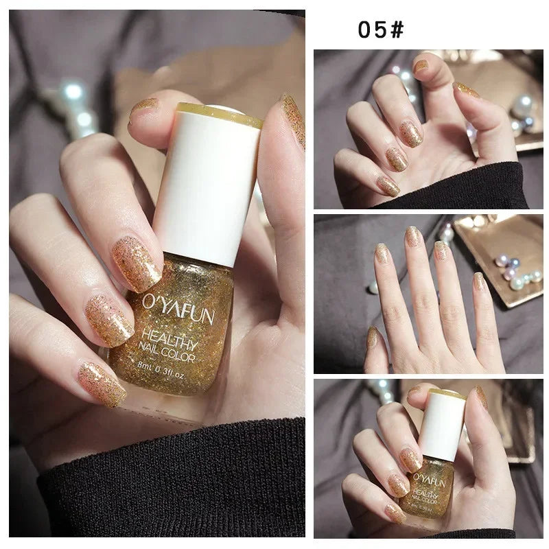 No-bake Nail Polish Nail Art Tearable Quick Dry Normal Without Lamp Nail Polish Glitter Sequins UV Varnish Nails Tools Qme 5