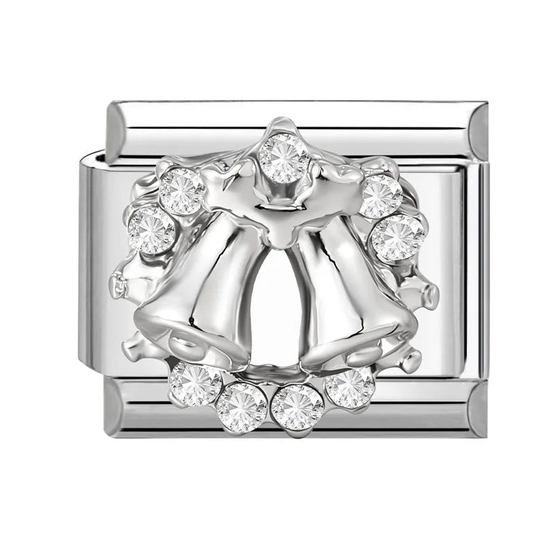 Shiny Zircon Heart Bow Butterfly Bouquet Star Italian Charm Links Fit