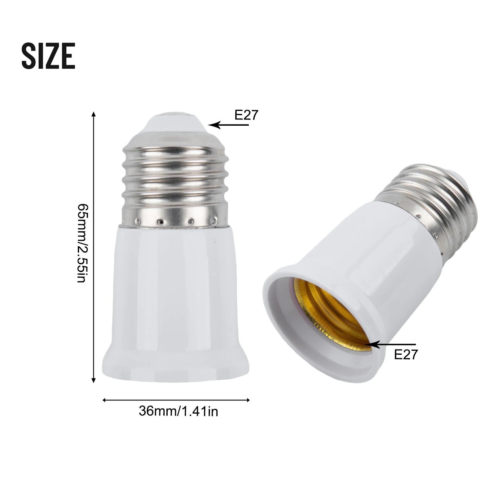 E27 To E27 Extend Socket Base 3cm 1.2inch Adapter Extension Base Lamp Holder Converter Light Bulb Socket Extender Light Bulb Cap Qme