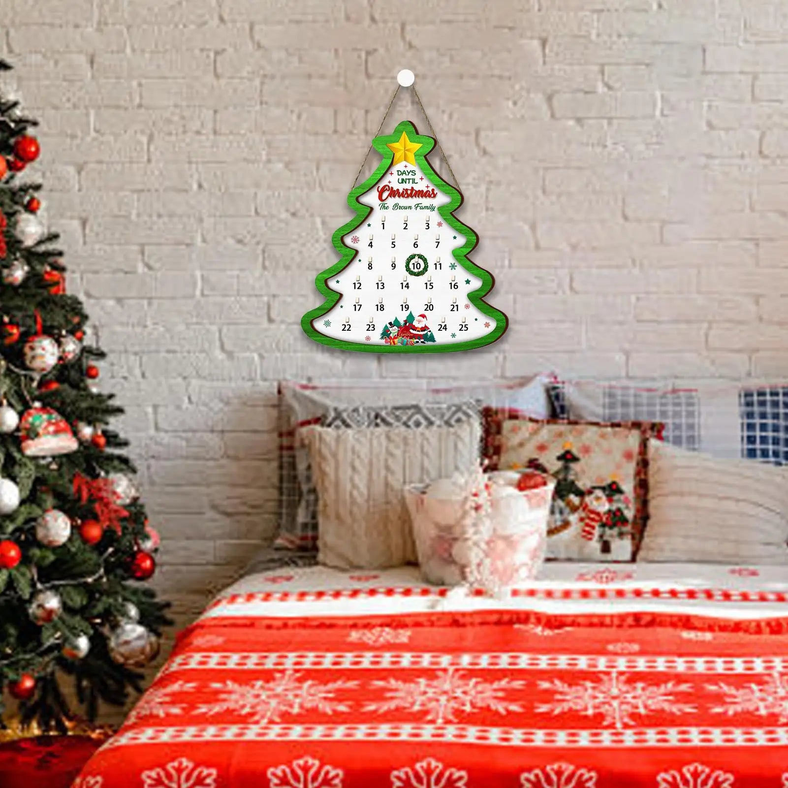 Christmas Calendar Advent 2025 Sign Home Decor Countdown Ornaments Qme