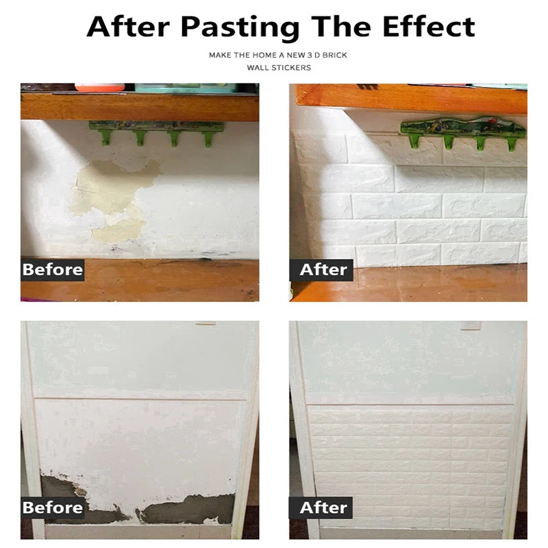 Waterproof Stain Resistant 3D Brick Wallpaper 77cmx70cm Wall Sticker Qme