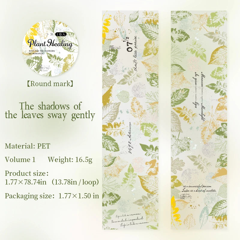 1 Roll Plant Leaf Theme PET Tape for Journal DIY Scrapbooking Collage Phone Case Notebook Decoration Qme 1
