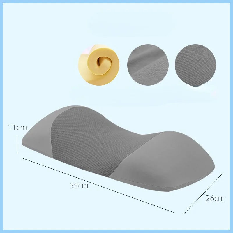 Lumbar Support Pillow for Sleeping Memory Foam Back Lumbar Support Cushion Back Support Bed Pillow Waist Support Back Sleepers Qme Deep gray 55X26X11CM