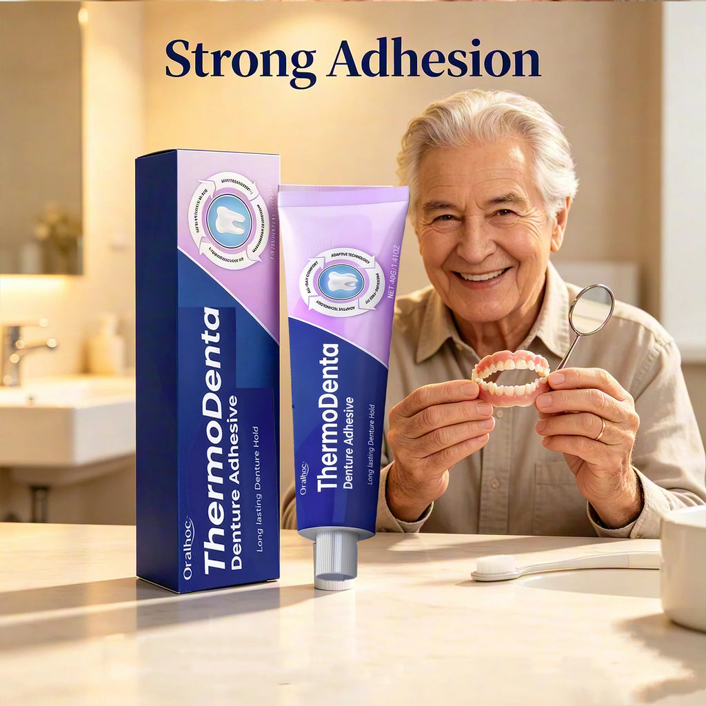 Oralhoe Thermoplastic Denture Adhesive Glue for Upper & Lower Denture Waterproof Chewing Comfortable Dentures Fixing Cream 40g Qme