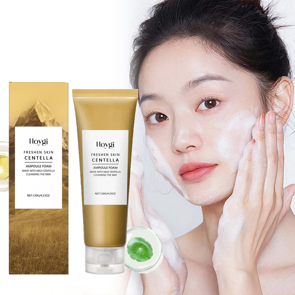 Centella Facial Cleanser Gentle Deep Cleansing Foam Oil Control Soothing Refreshing Pore Care Moisture Lock for Soft Smooth Skin Qme