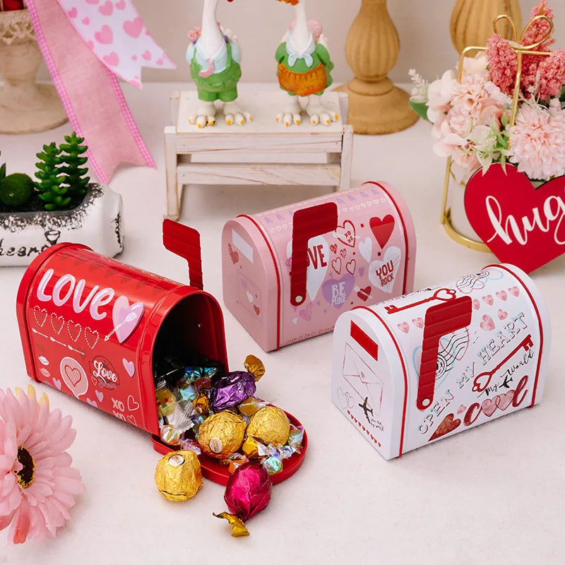 Heart-shaped Metal Storage Box Sweet Valentine Present Wedding Qme