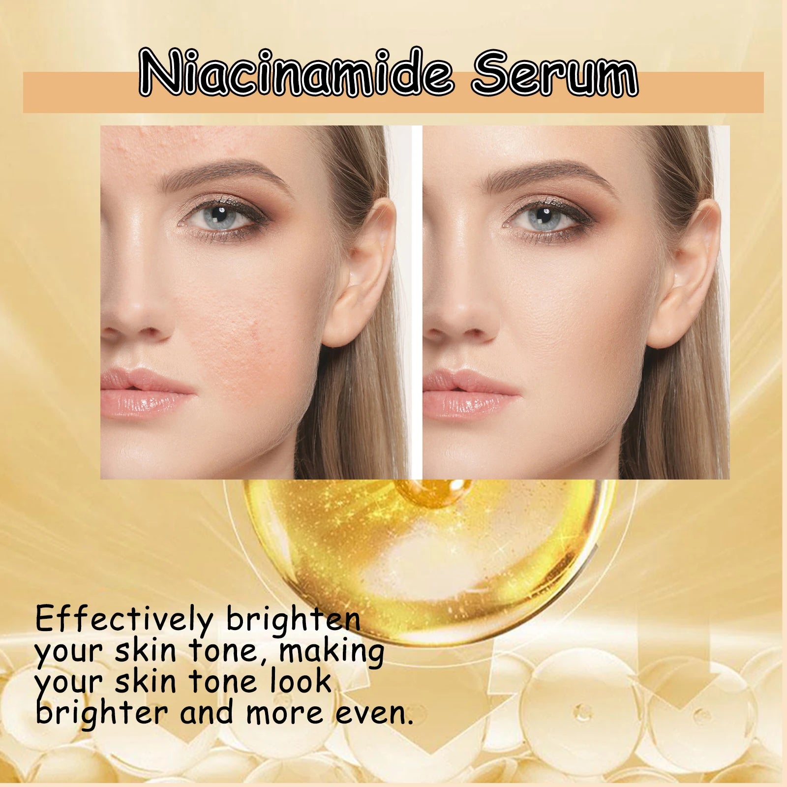 Nicotinamide Face Serum Brightening Moisturizing Smoothing Shrink Pores Facial Essence Glowing Facial Moisturizer for Daily Skin Qme
