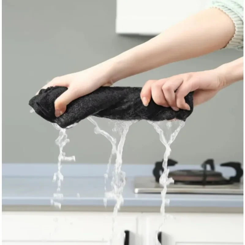 Black Thicken Microfiber Car Cleaning Towels Soft Quick Drying Windows Mirrors Wiping Rags Home Double Layer Clean Cloths Qme
