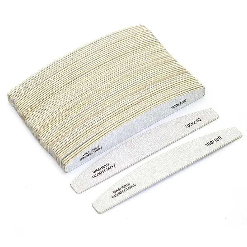 50 Professional Wooden Nail Files 180 240 Buffer 100 Grey Boat Wood Qme