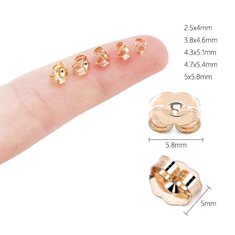 A Pair 14k Gold Filled Earrings Back Stopper Ear Stud 5Size Ear Post Nuts For DIY Earrings Stud Pin Caps Jewelry Making Supplies Qme