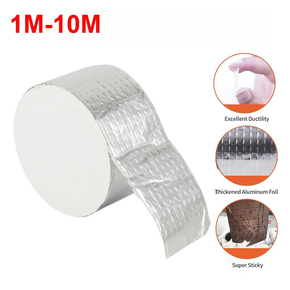 Butyl Seal Tape Aluminum Foil Waterproof Strong Adhesive for Roof Pipe Crack Repair Ductility Thickened Foil Leak Proof Seal Qme