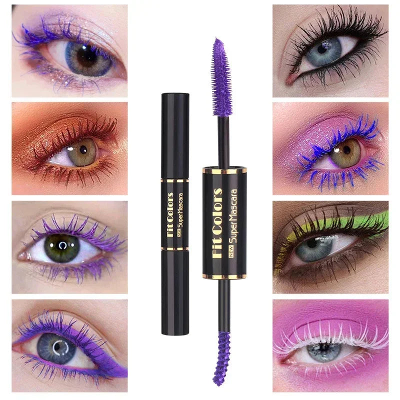 Double Head Colorful Mascara Waterproof Eyelashes Extension Thick Curling Quick Dry Long-lasting Blue Purple White Mascara Qme