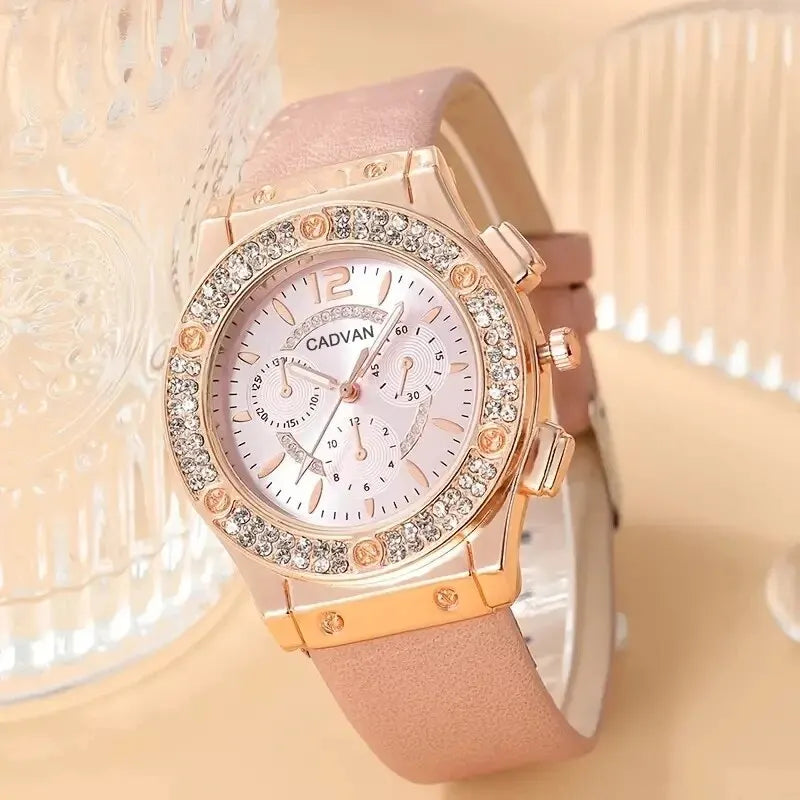 2pcs/set Watches Set Luxury Rhinestone Women Fashion Elegant Wristwatch Quartz Watch Qme