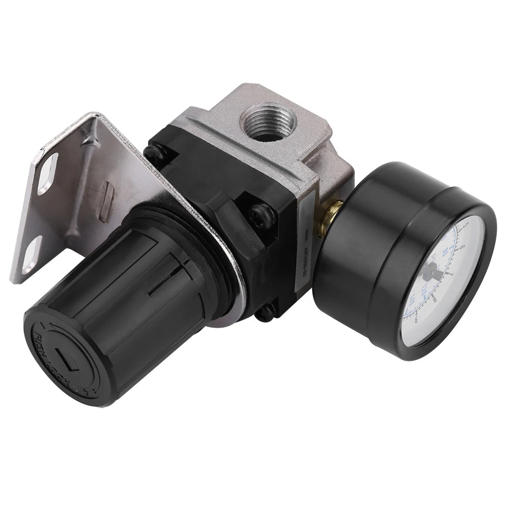 AR2000-02 Air Compressor Regulator Valve Pneumatic Air Pressure Regulator Adjustable Control Valve with Gauge G1/4 Qme